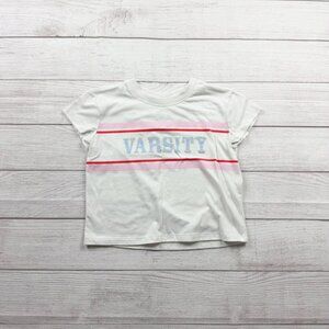 Cat & Jack “Varsity” T-Shirt Girls Stripe Short Sleeve Graphic Tee S 6-7